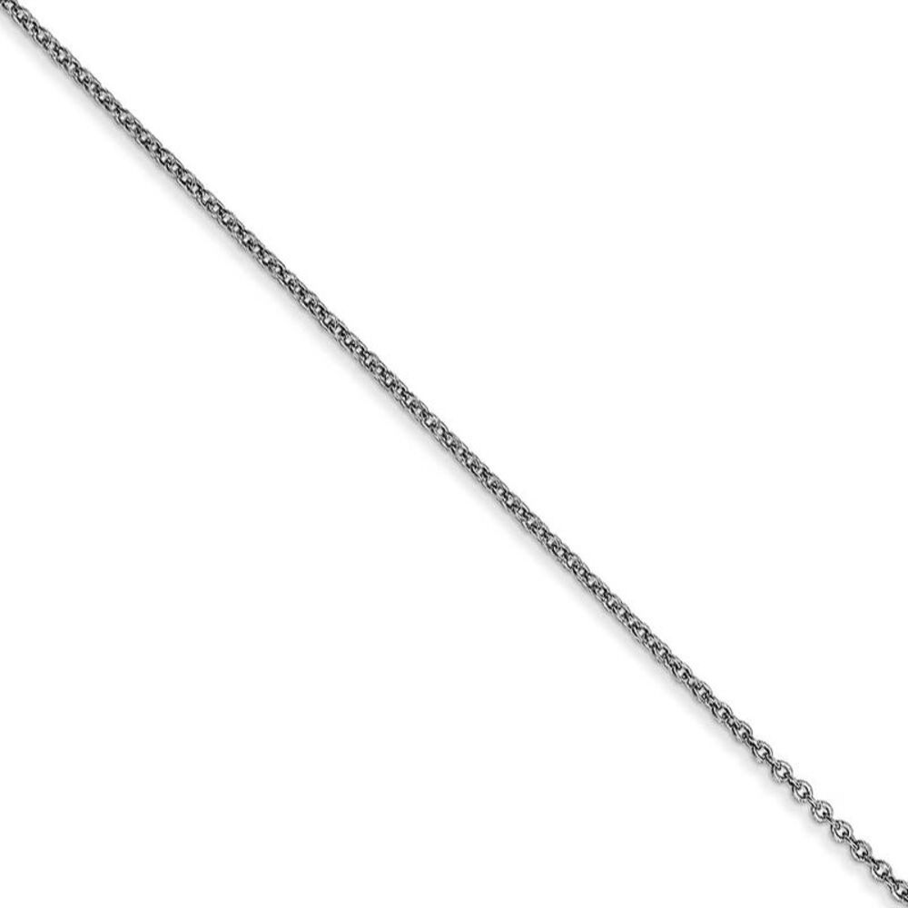 0.9mm 10k White Gold Solid Cable Chain Necklace, 24 Inch